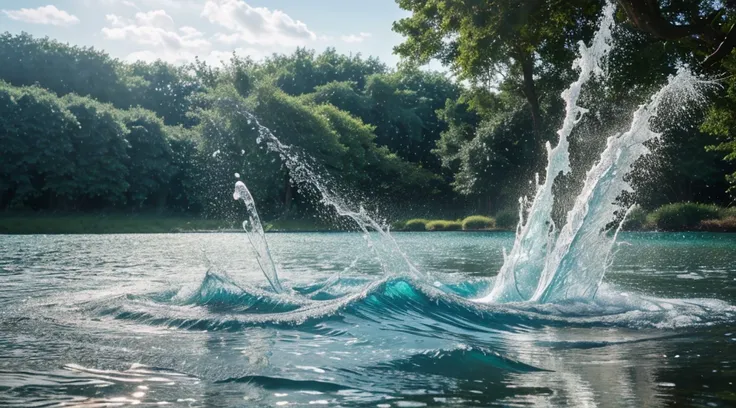 (best quality,4k,8k,highres,masterpiece:1.2),ultra-detailed,(realistic,photorealistic,photo-realistic:1.37),sculpture made of water,flowing water,water in motion,mid-motion,fluid forms,high shutter speed,detailed water droplets,splashing water,water dynami...