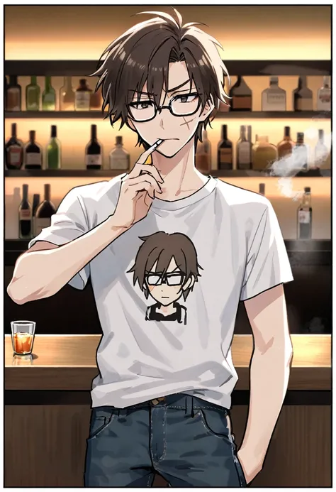 Manga drawing

Alaric Vitalle, 26 years old, is a young intellectual with an unkempt and authentic appearance. His dark brown hair is always messy, and he wears thick-rimmed glasses that give him a nerdy appearance. Standing 1.74 m tall, Alaric has a slend...