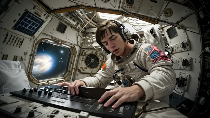 Astronaut playing some beats