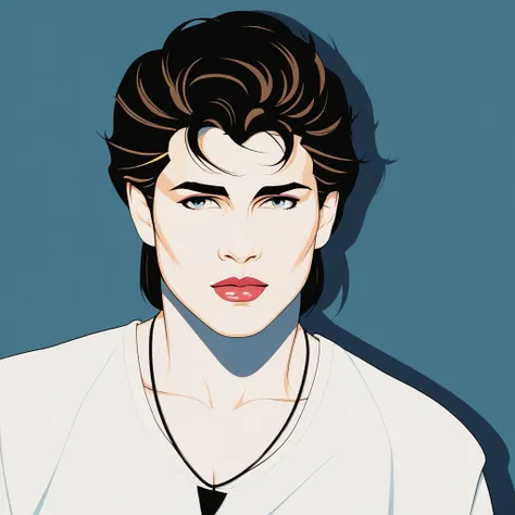 michael jackson with totally perfect beautiful face, with white skin, music album cover model style, 80s flat vector fashon art,...