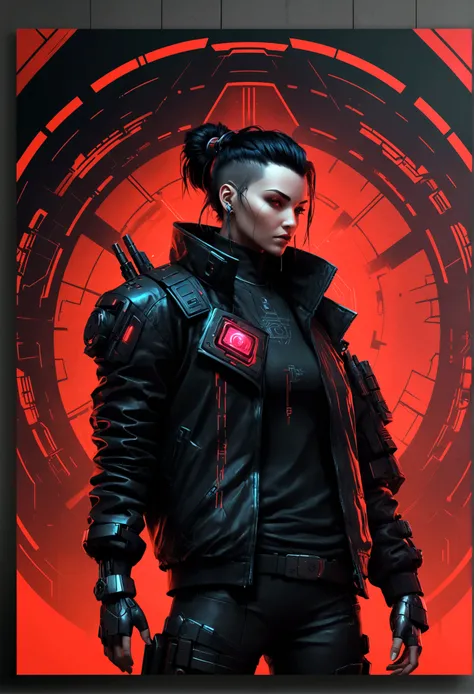 game banner, design, idea, cyberpunk, red and black tones