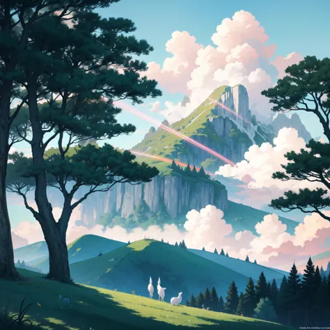 anime scenery of a tree on a hill with a sky background, anime nature, anime nature wallpap, anime beautiful peace scene, anime countryside landscape, beautiful anime scenery, anime background, beautiful anime scene, anime scenery, anime background art, an...