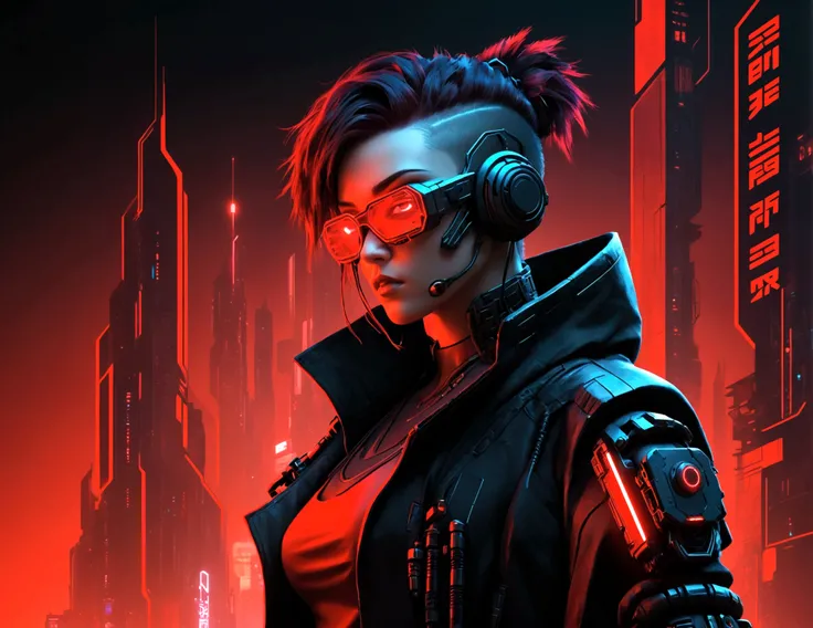 game banner, design, idea, cyberpunk, red and black tones