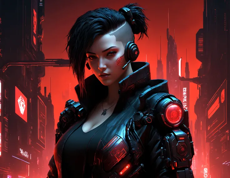 game banner, design, idea, cyberpunk, red and black tones