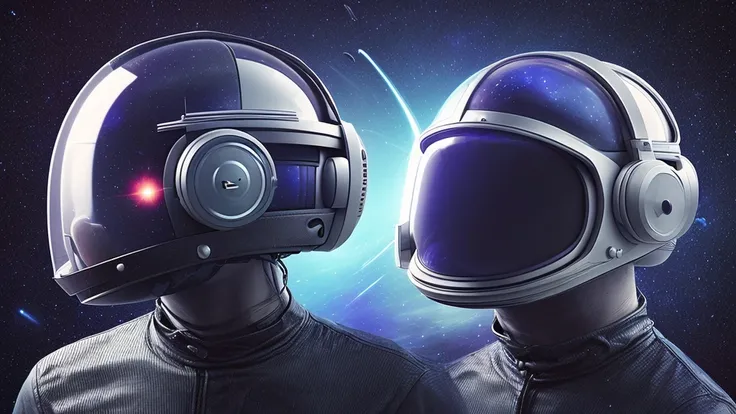 Space dj with closed helmet