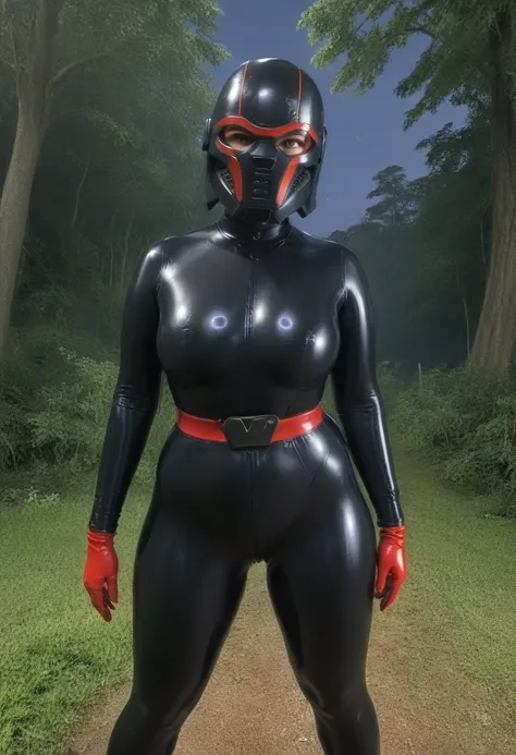 zpdxl, source_anime, break slave trilla, helmet with red translucent visor, , armor,black gloves,(tight silver bodysuit),,black ...