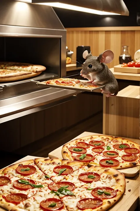 A cute mouse ordering pizza 