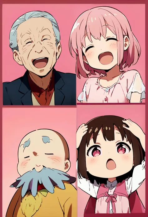 一peopleの小さな女の子、((１people:1.3))、3 year old、Pink Dress、cute金髪、一peopleの幼児、Pink Background、Anime for children、cute３The old man is singing、３Head-to-body ratio