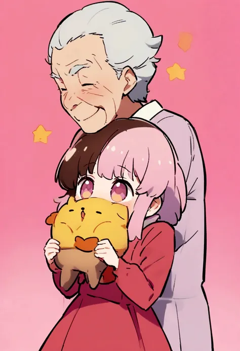 一peopleの小さな女の子、((１people:1.3))、3 year old、Pink Dress、cute金髪、一peopleの幼児、Pink Background、Anime for children、cute３The old man is singing、３Head-to-body ratio