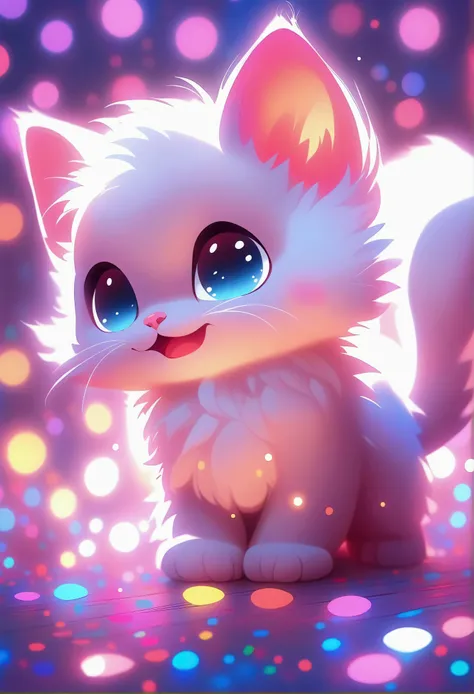A cute and adorable kitten, extremely detailed, 4k, 8k, masterpiece, best quality, ultra-detailed, highly detailed, stunning lighting, volumetric lighting, dramatic chiaroscuro, soft warm tones, glowing fur, beautiful vibrant colors, intricate texture, hy...