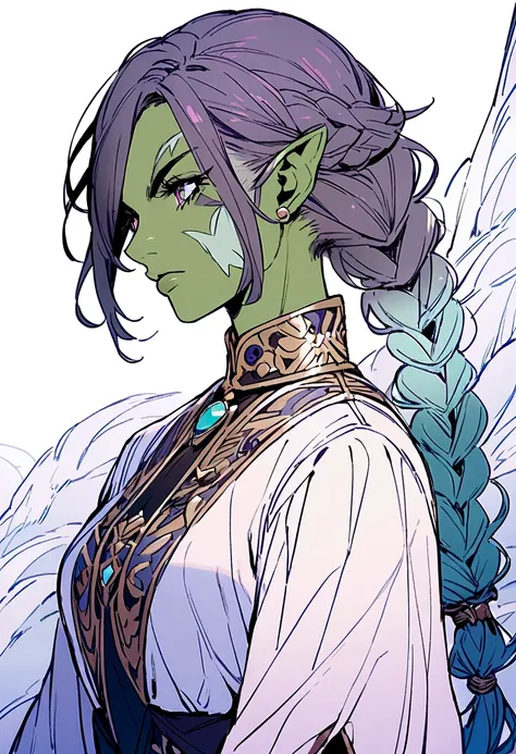 Half-Orc with braided hair