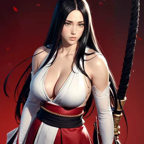 （（（Perfect figure，figure，black Japanese clothing,feather woven, （（（bleach，（（（Scars on the chest）））, red eyes,Unohana））），S-shaped figure:1.7））），((masterpiece)),high resolution, ((Best quality at best))，masterpiece，quality，Best quality，（（（ Exquisite facial f...