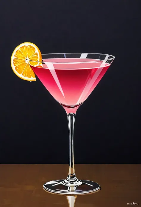 picture a retro-a glass of elegant sophisticated retro cosmopolitan cocktail