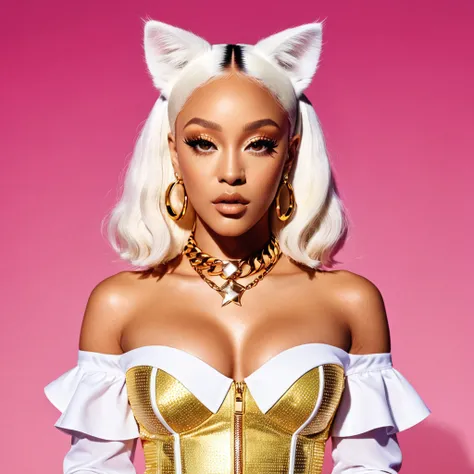 Promotional Photo for Pop Rap Single please dont stop the Music by artist called Doja Cat, glamour, gold