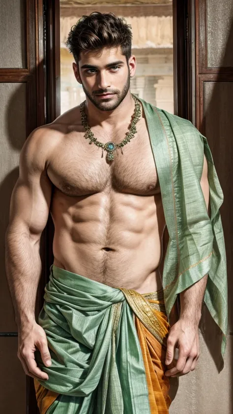 A sexy handsome man wearing a sari