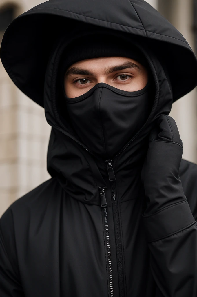 Kameron beloch black  gloves black black  black jacket black hood black masks 