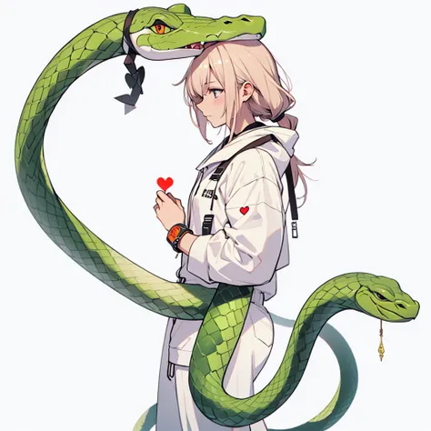 Finish the heart with a snake and leave the original drawing 