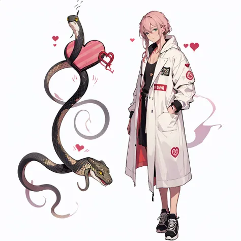 Finish the heart with a snake and leave the original drawing 