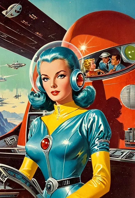 retro futuristic, ((retro futurism)), ((science fiction)), 1950s, (((1960s))), 1970s, (alien women),