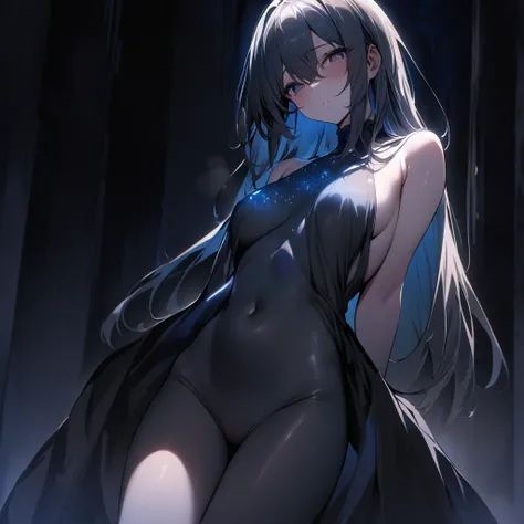 Top quality, masterpiece, girl, between darkness and light, the left side of her body is covered in light, the right side of her body is covered in darkness