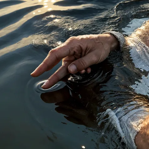 Realism, High Image, man&#39;s hand sticking out of the water, drowning man, hand asking for help, Sea, rough ocean, Realism