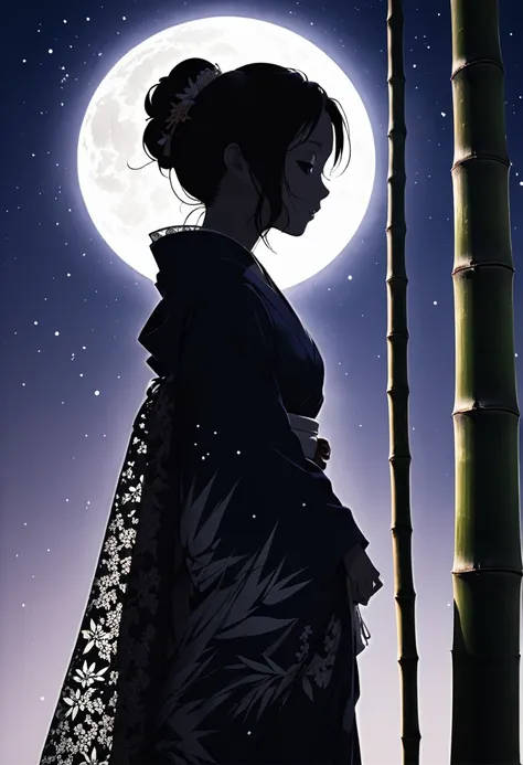 (((silhouette art))), orihime's sadness at being separated by the milky way is conveyed, as she stretches out her right arm and ...