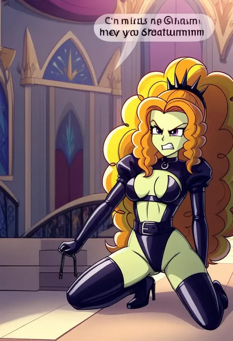 Eqg adagio angry Black LaTeX costiumme in the castle Black. Submissive 