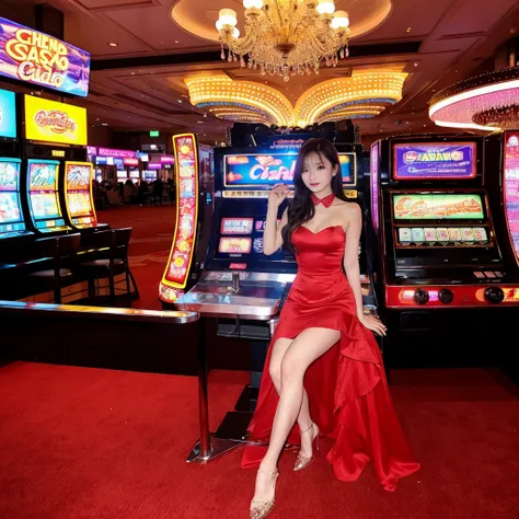 beautiful casino girl, dress, pose, perfect