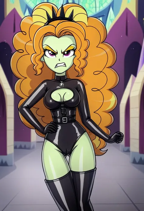 Eqg adagio angry Black LaTeX costiumme in the castle Black. Submissive 