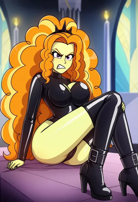 Eqg adagio angry Black LaTeX costiumme in the castle Black. Submissive 