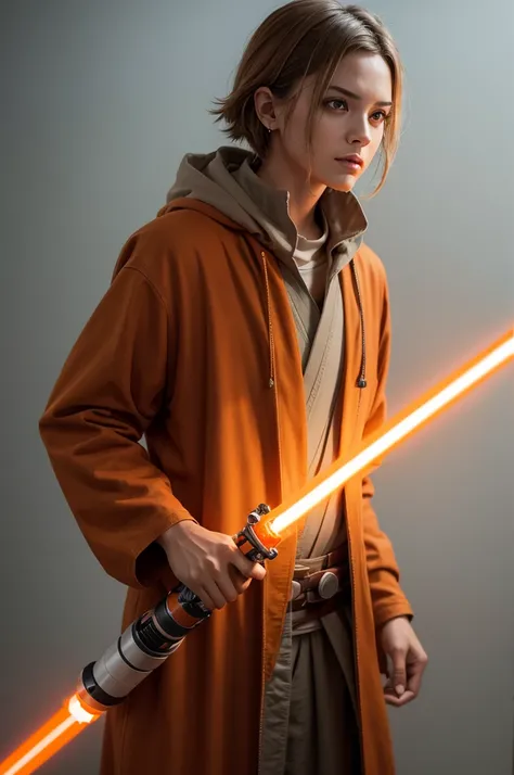 Create a Jedi with an orange lightsaber
