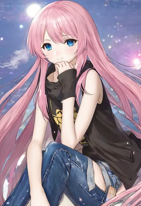 Megurine Luka casual clothes upper body colorful jeans Asa