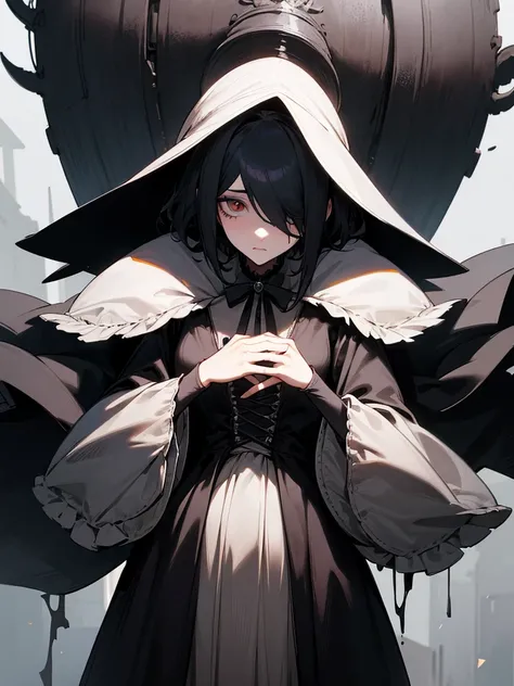 A female plague doctor. She would have totally black hair, her hair is short and messy. Her eyes would also be black and she would be very tall, having the appearance and stature of an adult. Her clothes would cover her entire body except for her face.

Vi...