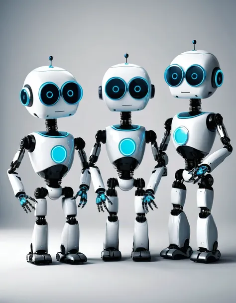 a team of nice office workers friendly robots