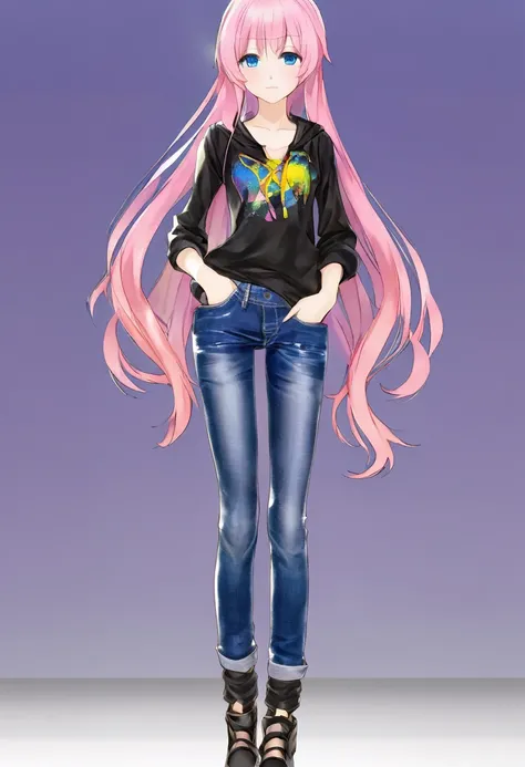 Megurine Luka casual clothes upper body colorful jeans Asa