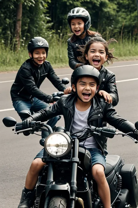 The boy on a motorbike chased after the girl. The girl ran away with a scared and panicked expression on her face, and the boys face was gloating.