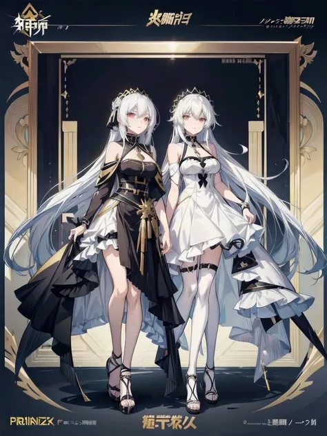 Anime characters with white hair and black dress with gold accents, Anime girl wearing black dress, Anime character design, detailed anime character art, Anime character art, Kushatt Krenz Key Art Women, pretty anime character design, best anime character ...