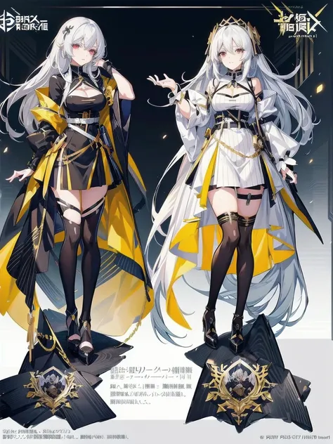 Anime characters with white hair and black dress with gold accents, Anime girl wearing black dress, Anime character design, detailed anime character art, Anime character art, Kushatt Krenz Key Art Women, pretty anime character design, best anime character ...