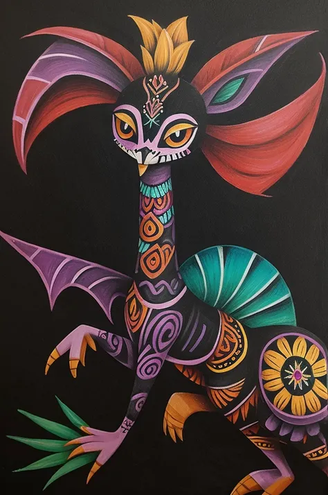 Alebrije painted with charcoal