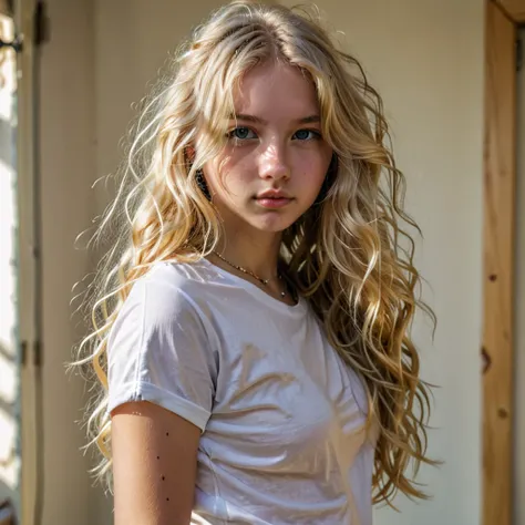 1girl in, age16, Solo, Long wavy hair, , long messy windy blonde hair, looking at camera, o-face, blonde hair, jewelry, Full body, (extremely detailed 8k wallpaper), soft lighting, high quality, film grain, Fujifilm XT3 sharp focus, f 5.6, 50mm, High Detai...