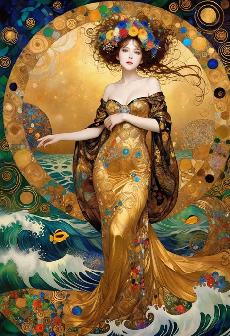 album cover art. seaart ai imagination seaart extremely creative，and all your knowledge. creation of gustav klimt《beautiful woma...