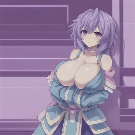 masterpiece, best quality, highly detailed, 1boy, plutia, big breasts, holding breasts, heavy breasts, full body art.