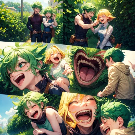 Yor and Deku laughing