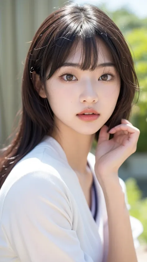 (((ultra-high resolution、close、cute japanese woman)))、顔のultra-high resolutionクローズアップ画像を作成してください。
long, straight black hair frame...