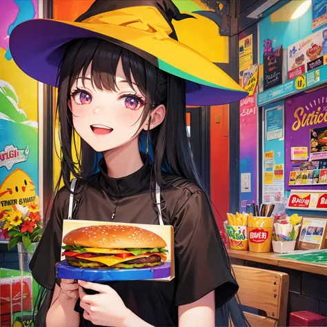 witch（Art room　Painting on canvas（Burger Shop　　Rainbow colors）smile）Poster
