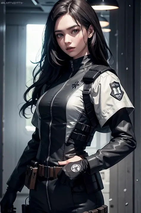 HD quality, Call Of Duty character Simon Ghost Riley, join a woman, swarthy skin, brown eyes and long black hair. They both wear military suits, with bulletproof vest