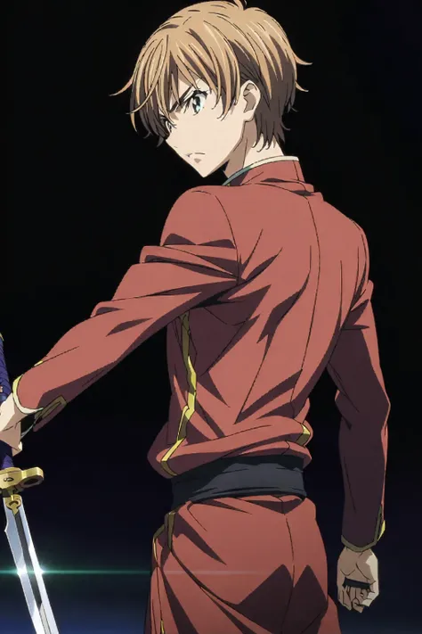 (Ultra-detailed illustrations:1.2),Anime image of a man holding a sword in his hand, Key Visual, okita sougo, Unlimited Blade Works, Key Art, Key Art anime sharp focus, Key Anime Art, Official Art, Anime Fencer, Official anime stills, sougo okita, anime Ke...