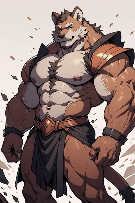 incineroar, furry, male, solo, looking at viewer, bad boy, ultra detailed, front view,pose, abs, pecs. perfect lighting, CG, detailed fur texture, by Pino Daeni, niji, black fur, white ears, yellow eyes, white skin, bodybuilder, muscular,Art,high_detailed_...