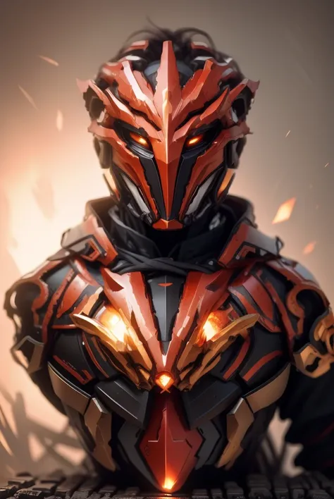 The color changes to red and amber，Some red and amber（Ensure its layering and armor texture，Red is the dominant color，Add some gold for decoration）