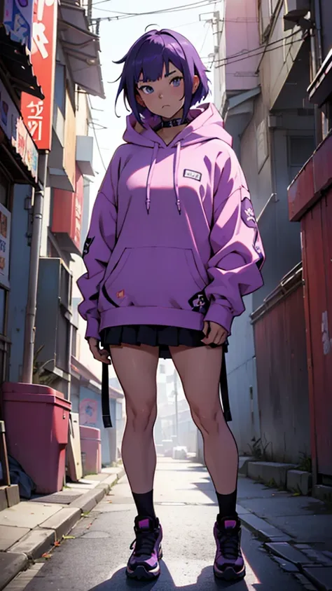 Character design sheet, Anime girl with purple hair and a purple hoodie posing for a photo, Ilya Kuvshinovによるアニメの絵, Topics on pixiv, Self-sastructing art, Cyberpunk anime girl in a hoodie, Anime Style 4k yen, Ilya Kuvshinov. 4k yen, Anime Style. 8K, Anime ...